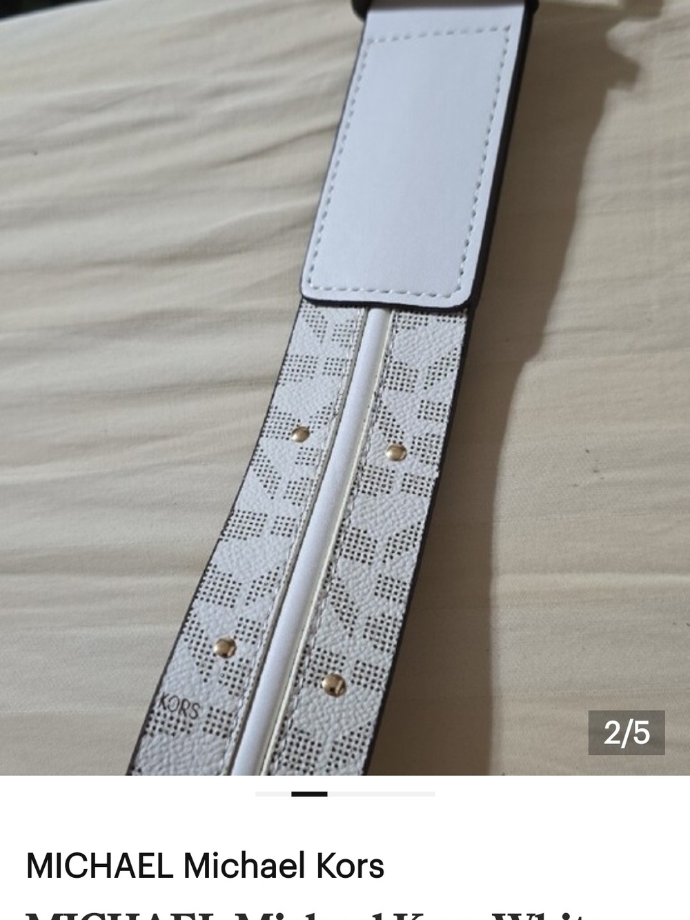 MICHAEL Michael Kors WOMEN'S White Leather Belt with Gold-Tone Buckle